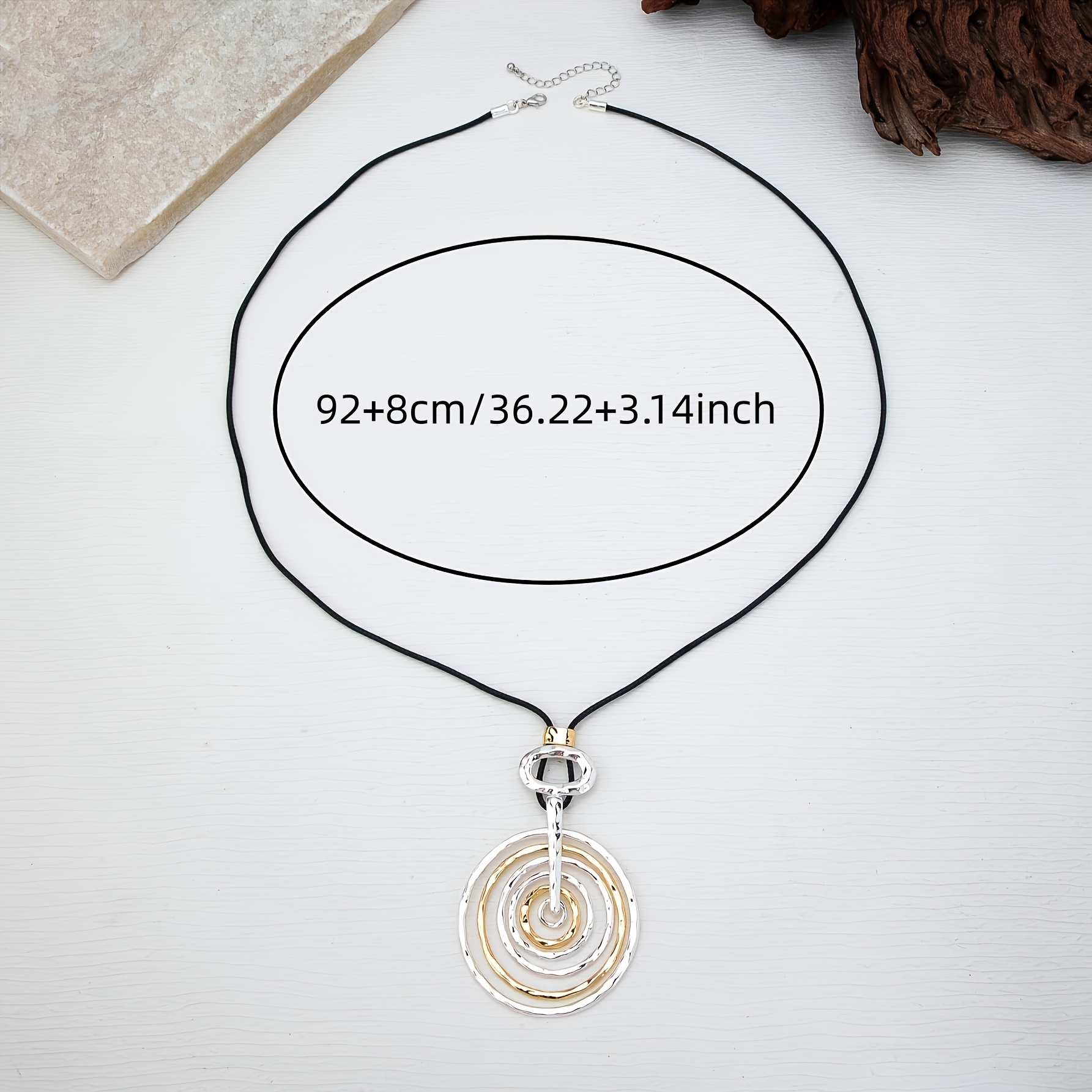 Women's High-End Niche Design Golden & Silvery Contrast Multi-Layer Circle Necklace